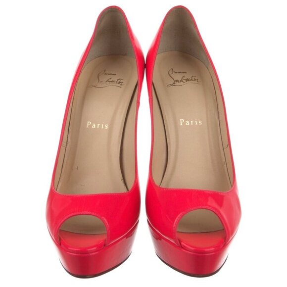 Christian Louboutin Rose Paris Fluo Patent Leather Troca 140 Pink Pumps Size 39 - Picture 4 of 13